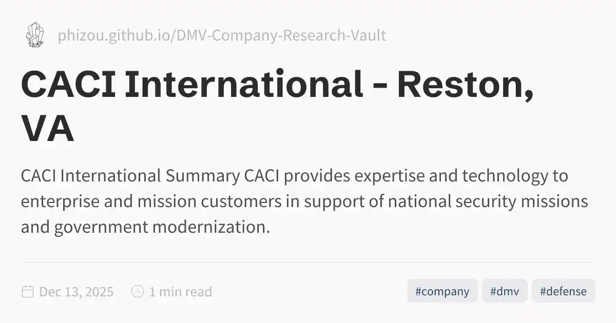 CACI International - Reston, VA